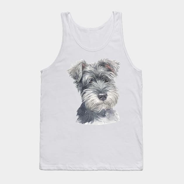 Cute Miniature Schnauzer Watercolor Art Tank Top by doglovershirts